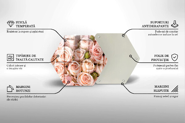 Glas Herdabdeckplatte Strauß zarter Rosen