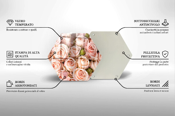 Glas Herdabdeckplatte Strauß zarter Rosen