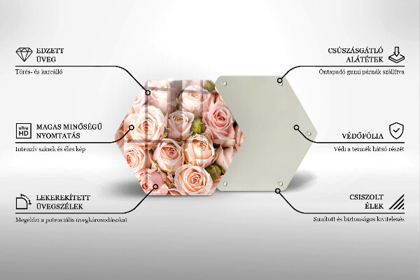 Glas Herdabdeckplatte Strauß zarter Rosen