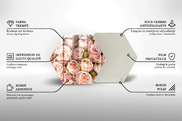 Glas Herdabdeckplatte Strauß zarter Rosen