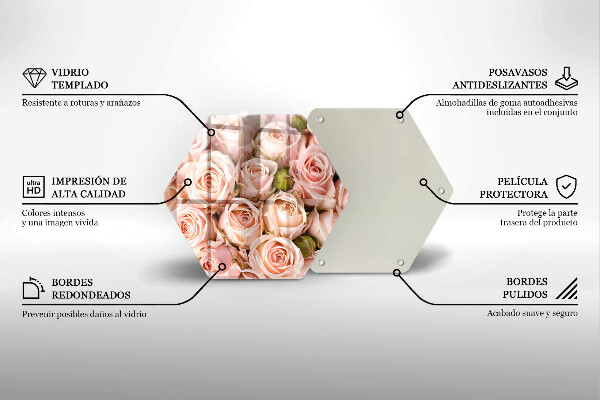 Glas Herdabdeckplatte Strauß zarter Rosen