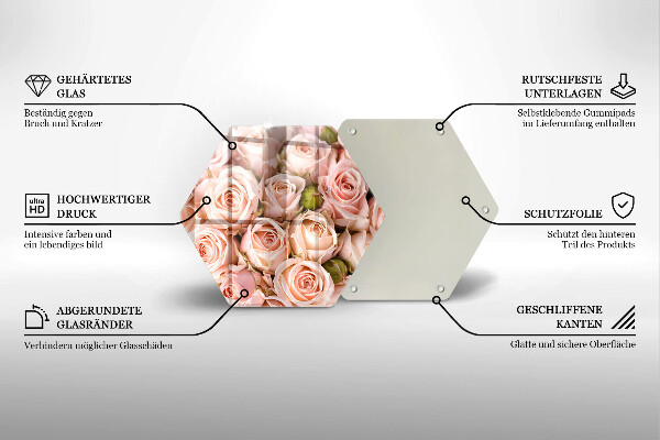 Glas Herdabdeckplatte Strauß zarter Rosen