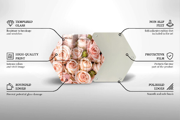 Glas Herdabdeckplatte Strauß zarter Rosen