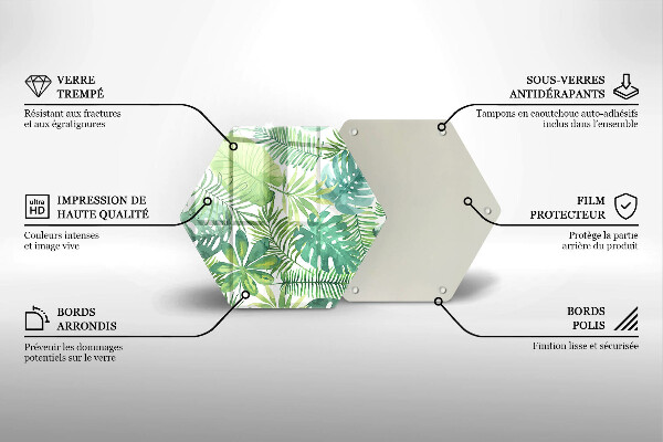 Glas Herdabdeckplatte Aquarell-Boho-Blätter