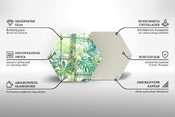 Glas Herdabdeckplatte Aquarell-Boho-Blätter