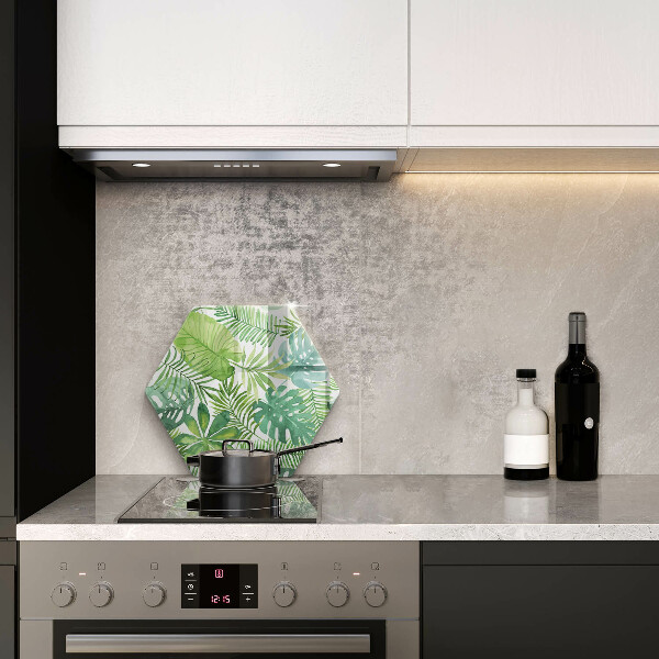 Glas Herdabdeckplatte Aquarell-Boho-Blätter