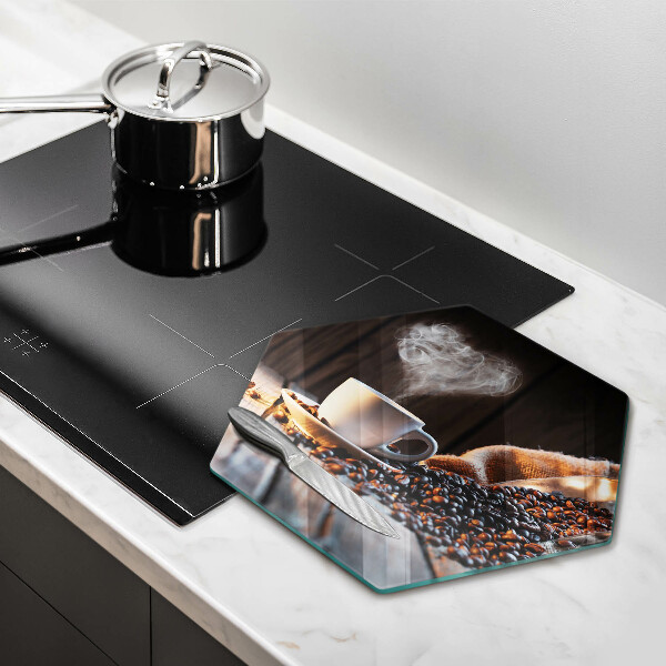 Glas Herdabdeckplatte Kaffeetasse und Herz