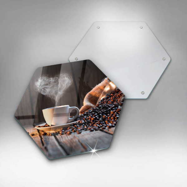 Glas Herdabdeckplatte Kaffeetasse und Herz