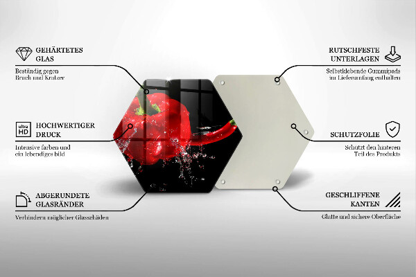 Glas Herdabdeckplatte Rote Paprika in Wasser