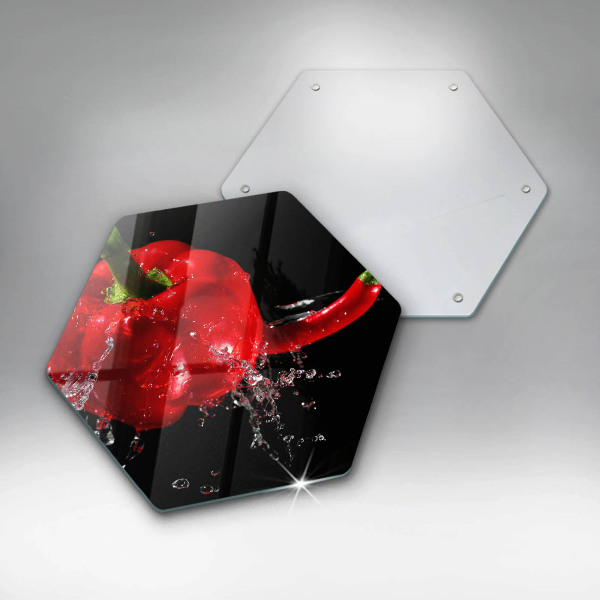 Glas Herdabdeckplatte Rote Paprika in Wasser