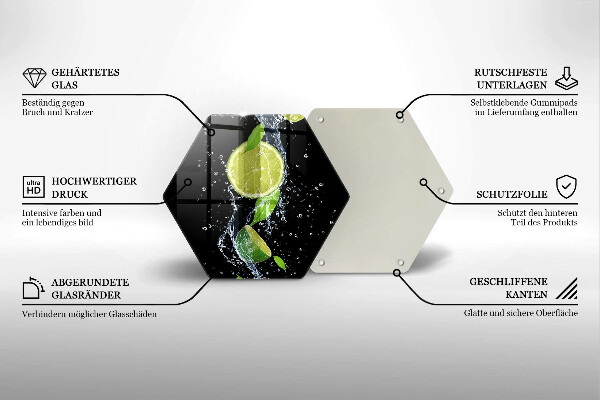 Glas Herdabdeckplatte Saftige Limetten in Wasser