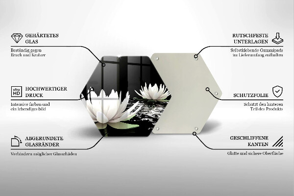 Glas Herdabdeckplatte Weiße Lilien auf dem Wasser