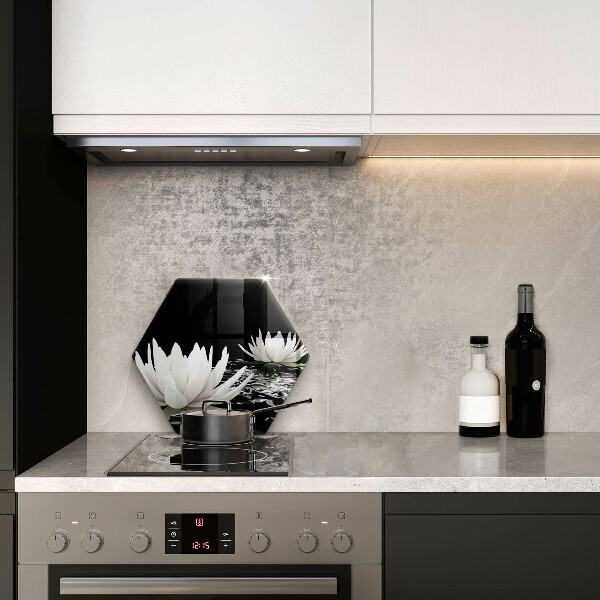 Glas Herdabdeckplatte Weiße Lilien auf dem Wasser