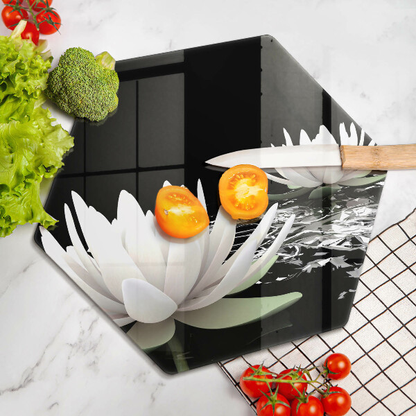 Glas Herdabdeckplatte Weiße Lilien auf dem Wasser