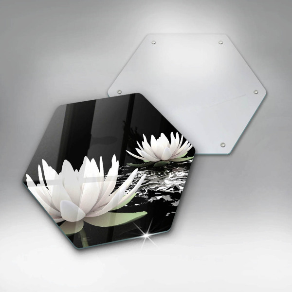 Glas Herdabdeckplatte Weiße Lilien auf dem Wasser