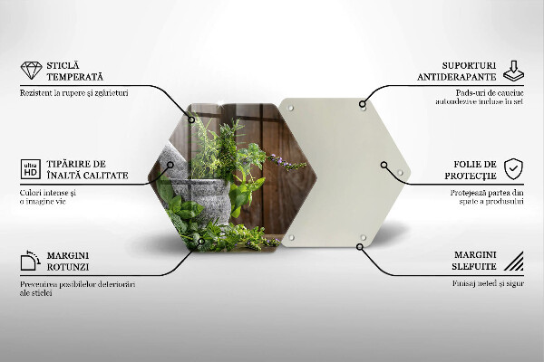 Glas Herdabdeckplatte Pflanzen Kräuter und Holz