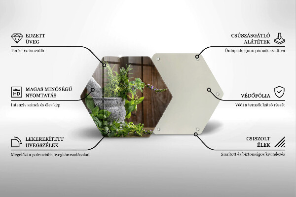 Glas Herdabdeckplatte Pflanzen Kräuter und Holz