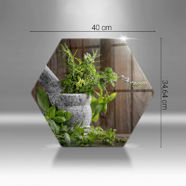 Glas Herdabdeckplatte Pflanzen Kräuter und Holz