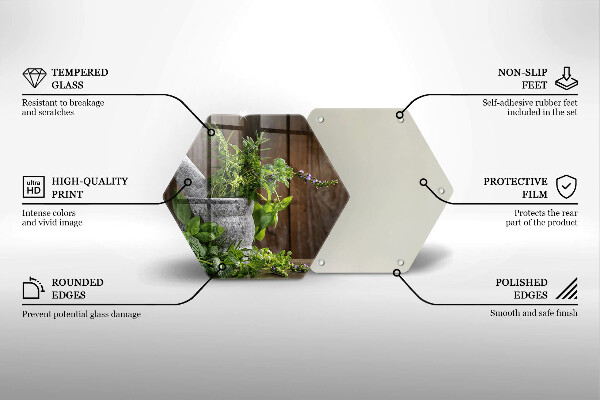 Glas Herdabdeckplatte Pflanzen Kräuter und Holz