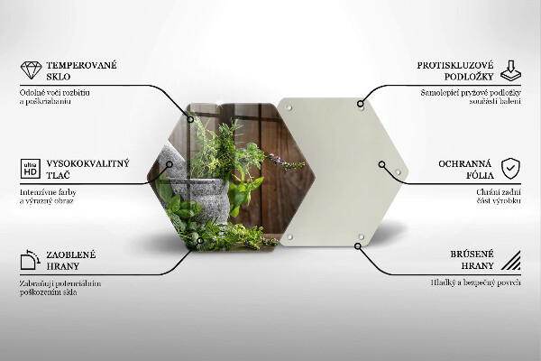 Glas Herdabdeckplatte Pflanzen Kräuter und Holz