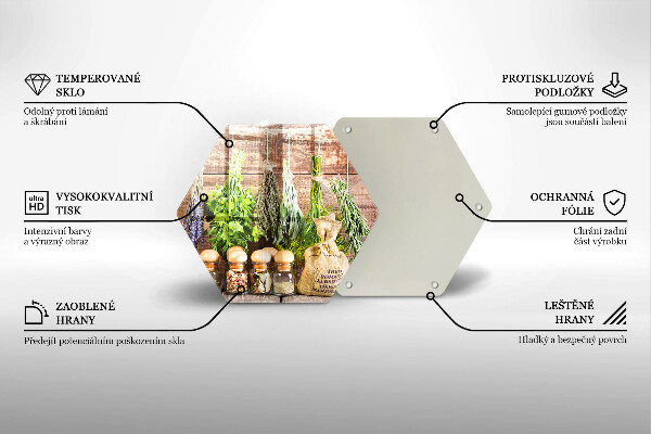 Glas Herdabdeckplatte Kräuter Gewürze und Holz