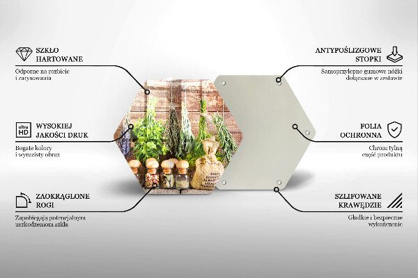 Glas Herdabdeckplatte Kräuter Gewürze und Holz