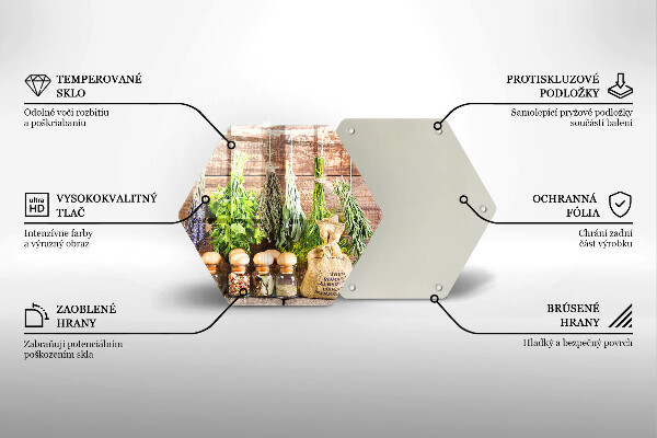 Glas Herdabdeckplatte Kräuter Gewürze und Holz