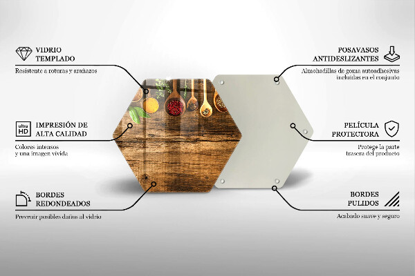 Glas Herdabdeckplatte Holzlöffel mit Gewürzen