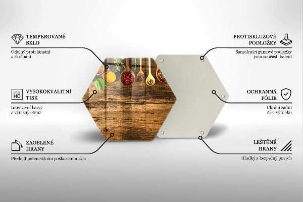 Glas Herdabdeckplatte Holzlöffel mit Gewürzen