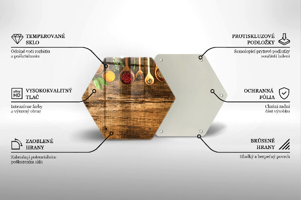 Glas Herdabdeckplatte Holzlöffel mit Gewürzen