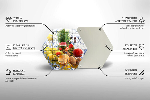 Glas Herdabdeckplatte Saftige Früchte und Wasser