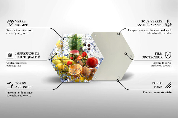 Glas Herdabdeckplatte Saftige Früchte und Wasser