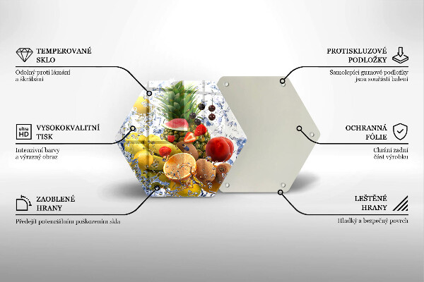 Glas Herdabdeckplatte Saftige Früchte und Wasser
