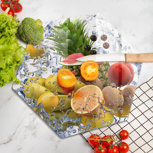 Glas Herdabdeckplatte Saftige Früchte und Wasser