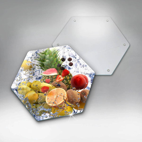 Glas Herdabdeckplatte Saftige Früchte und Wasser