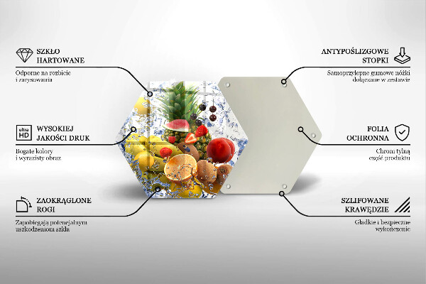 Glas Herdabdeckplatte Saftige Früchte und Wasser