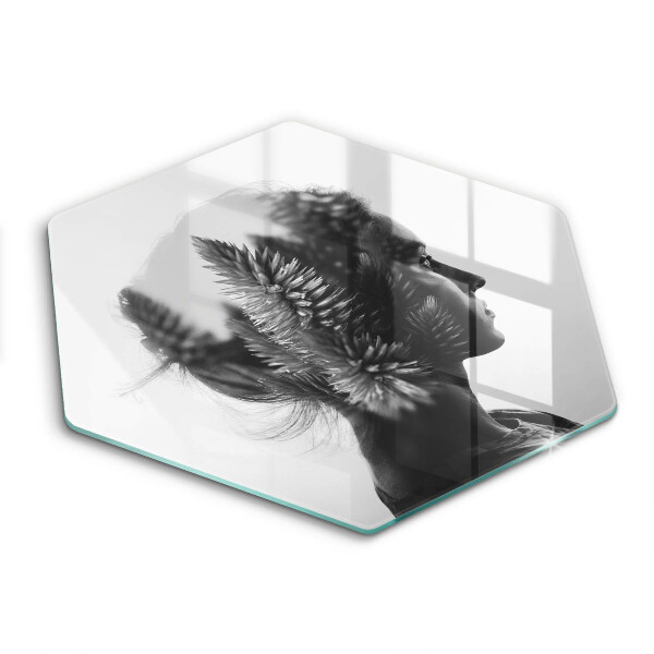 Glas Herdabdeckplatte Frau und Wald
