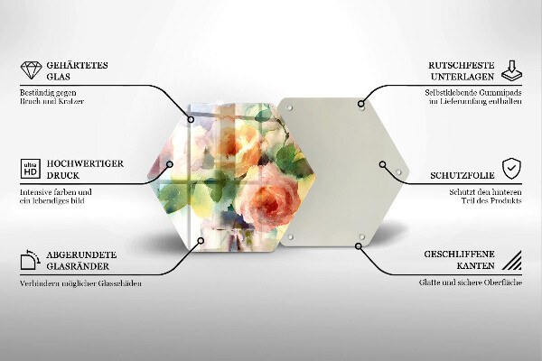 Glas Herdabdeckplatte Bemalte Blumen