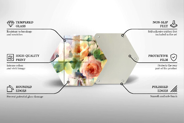Glas Herdabdeckplatte Bemalte Blumen