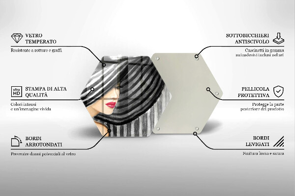 Glas Herdabdeckplatte Frau mit Hut