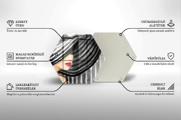 Glas Herdabdeckplatte Frau mit Hut