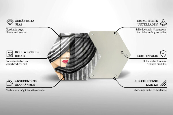 Glas Herdabdeckplatte Frau mit Hut