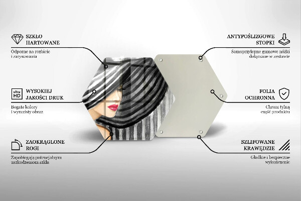 Glas Herdabdeckplatte Frau mit Hut