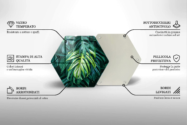 Glas Herdabdeckplatte Wilde Monstera-Blätter
