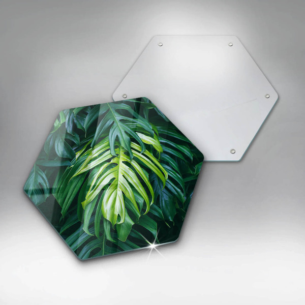 Glas Herdabdeckplatte Wilde Monstera-Blätter