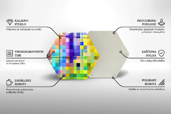 Glas Herdabdeckplatte Bunte Pixelquadrate