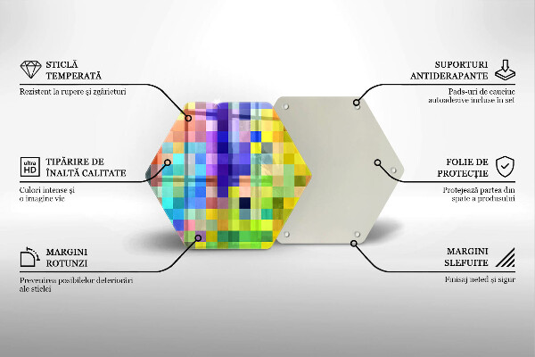 Glas Herdabdeckplatte Bunte Pixelquadrate