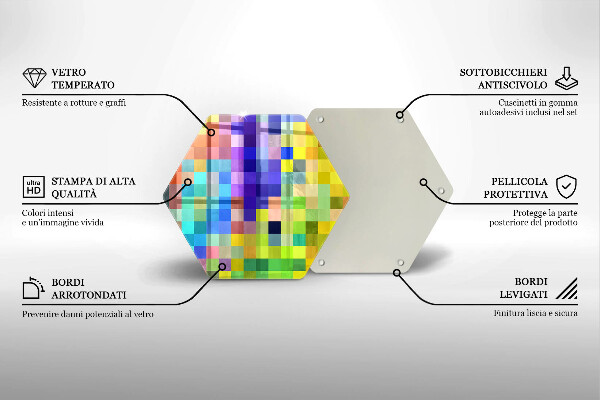 Glas Herdabdeckplatte Bunte Pixelquadrate