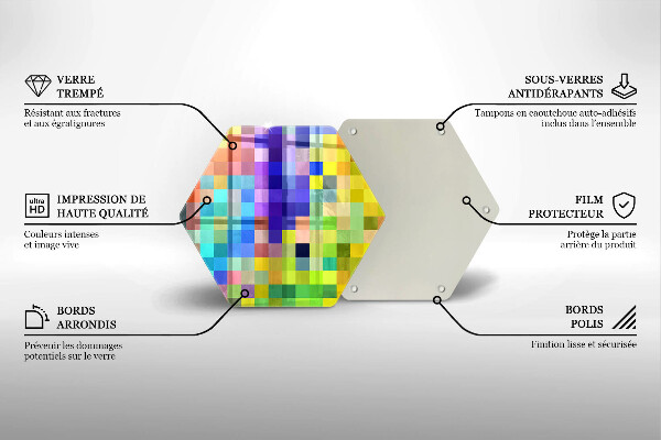 Glas Herdabdeckplatte Bunte Pixelquadrate