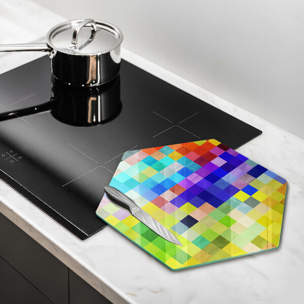 Glas Herdabdeckplatte Bunte Pixelquadrate